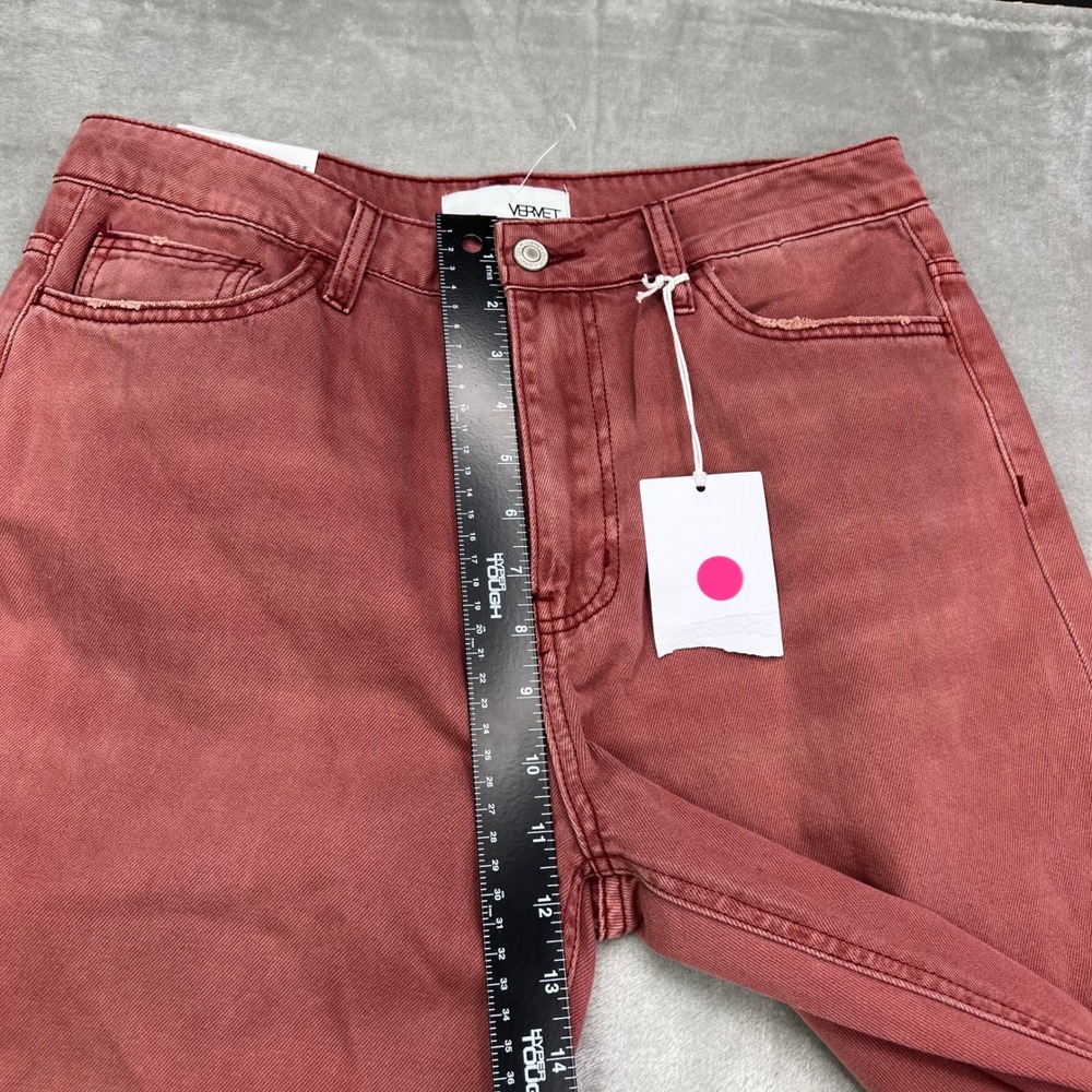 Vervet Leslie 90s Vintage Flare Jeans Womens 29 Red Distressed Raw Hem High Rise - Picture 10 of 15